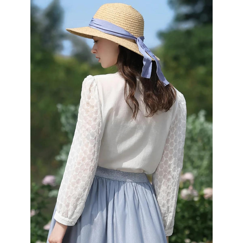 V-neck long-sleeve blouse, view 4 - MRSLM