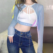 women's blue tank top and jacket two-piece set, view 3 - MRSLM
