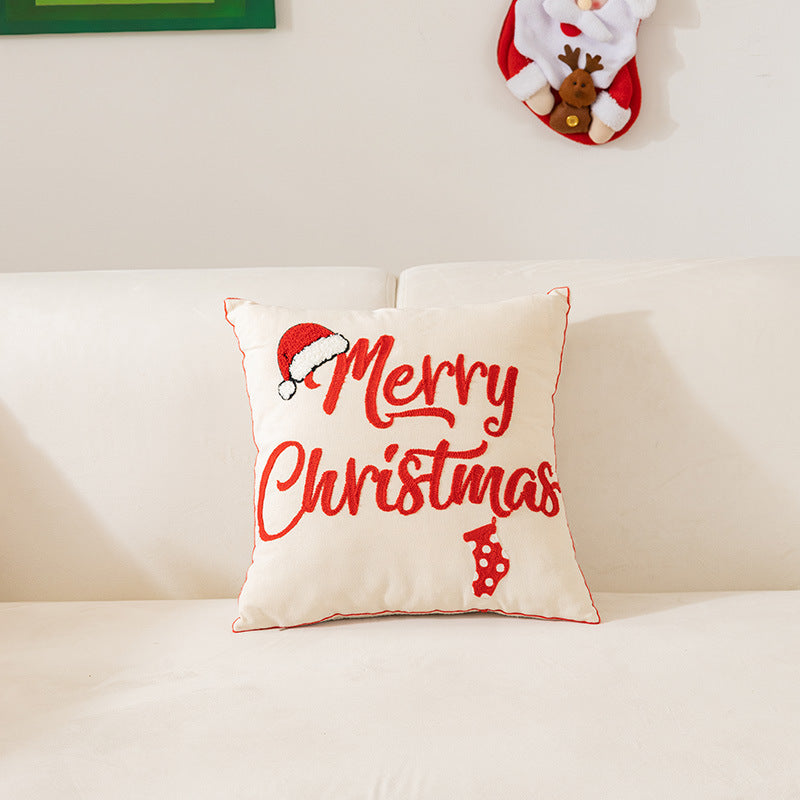 Embroidered Christmas pillow cover, view 7 - MRSLM