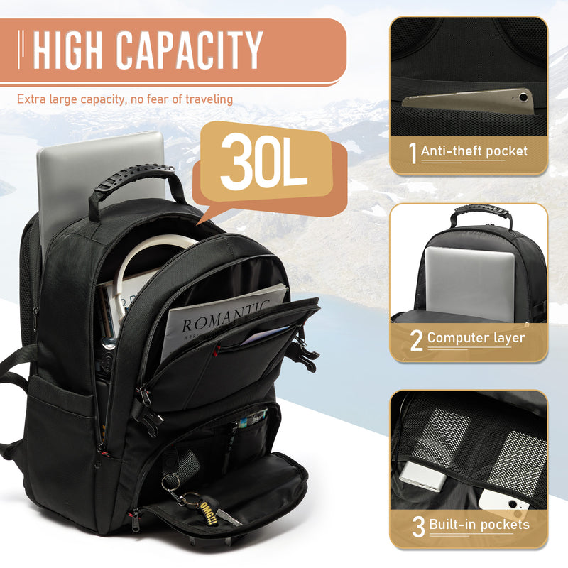 business travel laptop backpack, view 4 - MRSLM