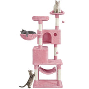 pink multi-level cat tree tower, view 3 - MRSLM