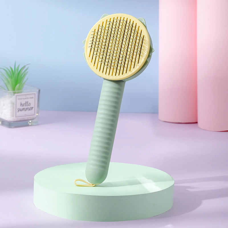 self-cleaning cat and dog hair brush, view 2 - MRSLM