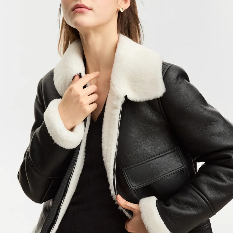 faux leather warm jacket, view 4 - MRSLM