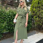 belted a-line shirt dress - MRSLM