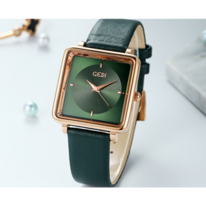 women's square dial leather strap watch, view 10 - MRSLM