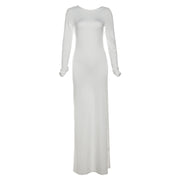 backless long sleeve dress, view 6 - MRSLM