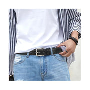 men's leather belt with swivel pin buckle, view 6 - MRSLM
