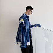 Irregular color contrast stripe coat, view 5 - MRSLM