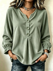 Women's corduroy long sleeve blouse, view 8 - MRSLM
