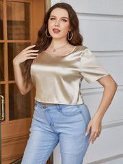 women's short sleeve backless t-shirt in gold, view 5 - MRSLM