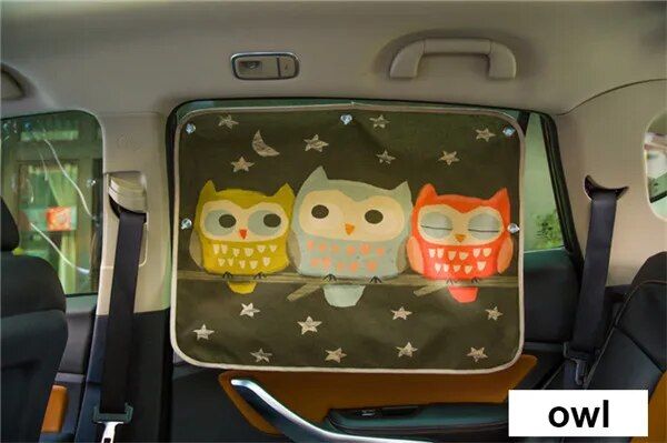 Cartoon linen car sun shade curtain, view 5 - MRSLM