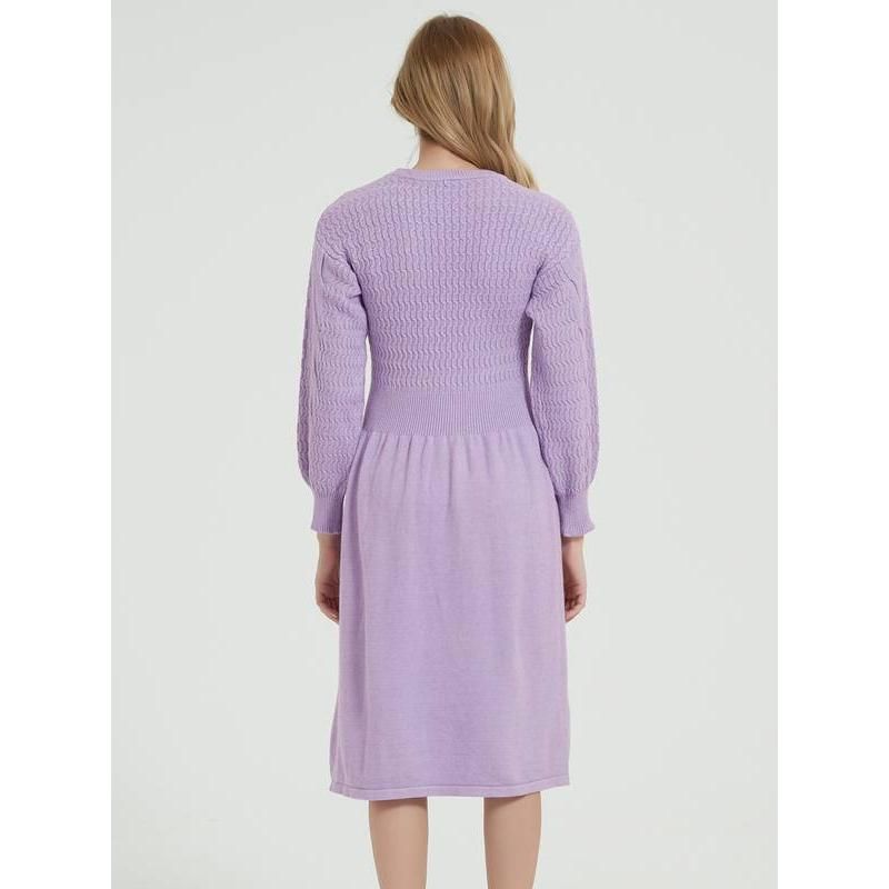 long sleeve knitted sweater dress, view 7 - MRSLM