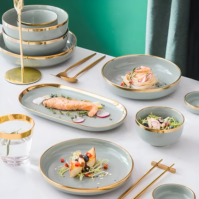 nordic bone china plate set, view 8 - MRSLM