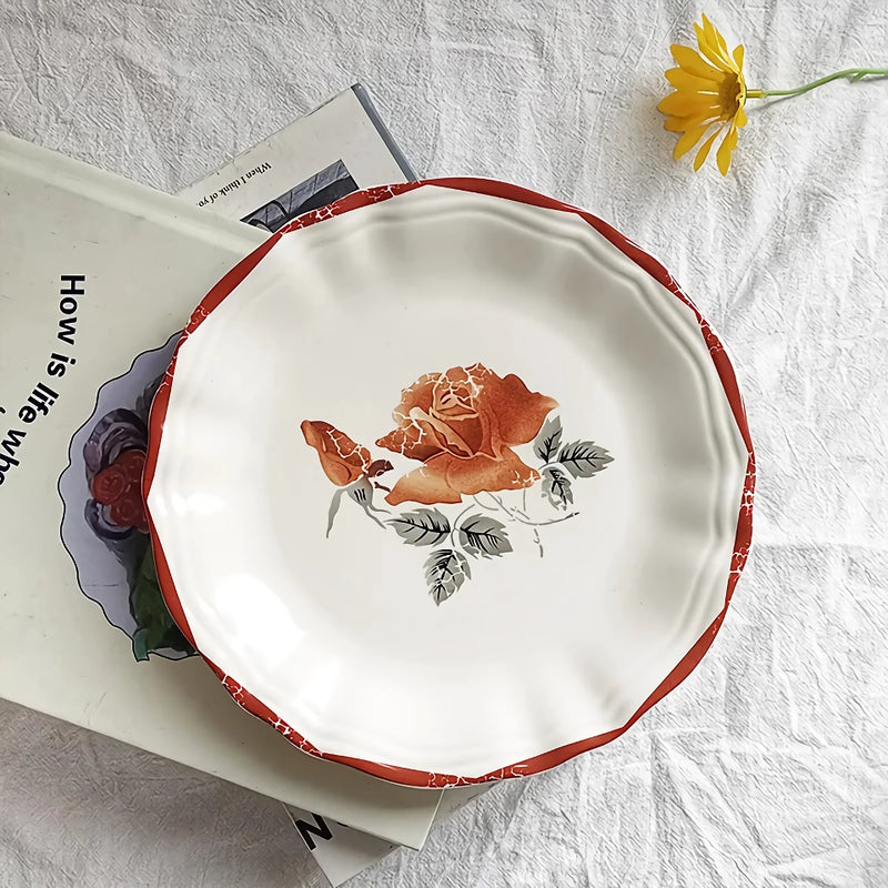 retro rose ceramic plate, view 7 - MRSLM