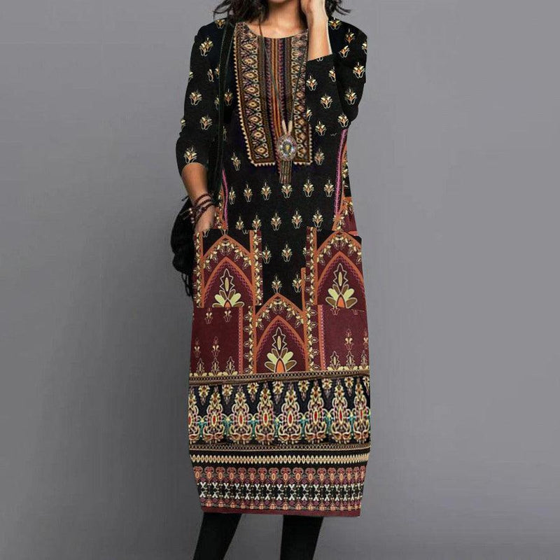 long-sleeve round-collar dress - MRSLM