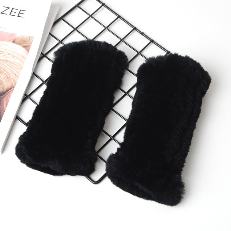 women's warm half finger knitted gloves, view 2 - MRSLM