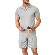 men's waffle polo and shorts set, view 10 - MRSLM