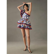 sleeveless ruffle mini dress, view 5 - MRSLM
