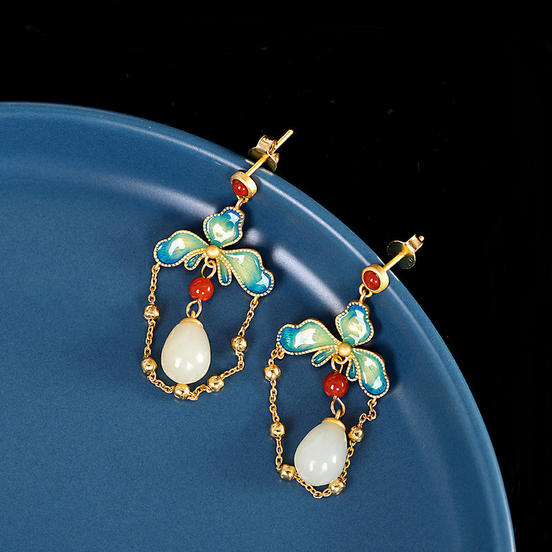 gold-plated magnolia blossom earrings, view 2 - MRSLM