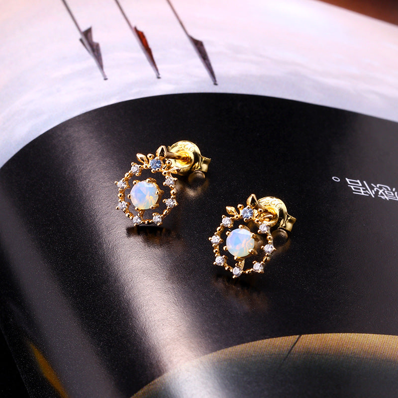 zircon opal ear studs - MRSLM