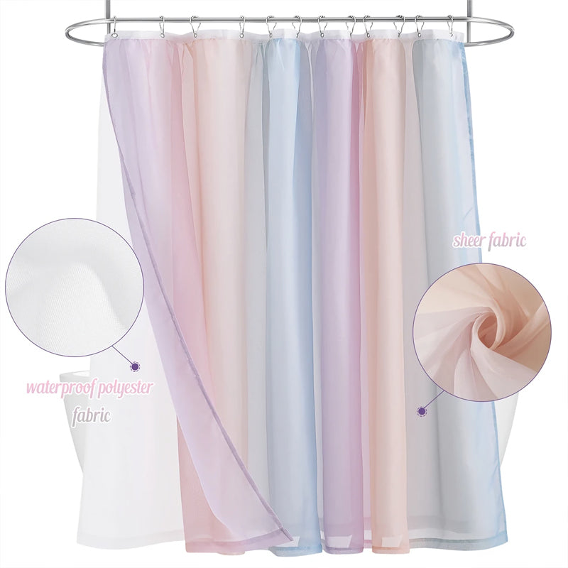 gradient double layer shower curtain, view 2 - MRSLM
