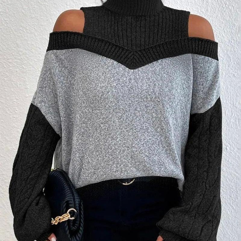 contrasting color patchwork off shoulder top - MRSLM
