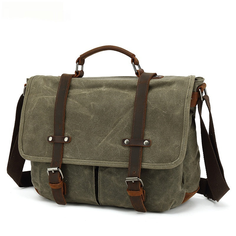 waxed canvas crossbody bag, view 6 - MRSLM