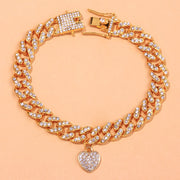 rhinestone heart cuban anklet, view 5 - MRSLM