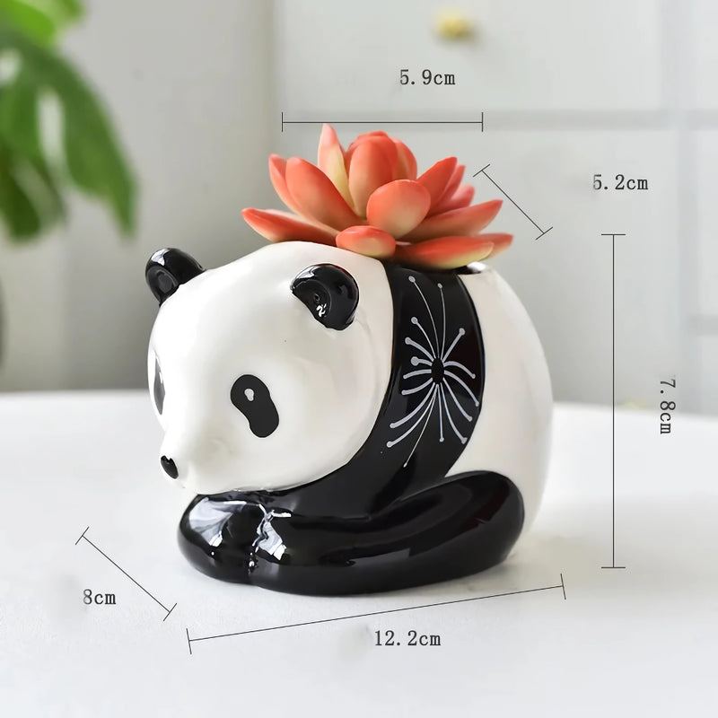 Panda ceramic flower pot, view 3 - MRSLM