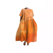 women's loose round neck printed dress, view 3 - MRSLM