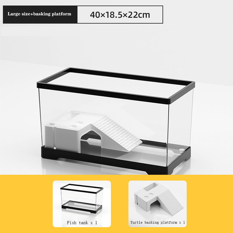 turtle tank with drain and basking platform, view 9 - MRSLM
