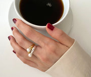 sterling silver geometric gemstone ring, view 6 - MRSLM