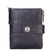 retro cowhide zipper wallet, view 4 - MRSLM