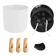 Modern self-watering planter with wooden stand, view 3 - MRSLM