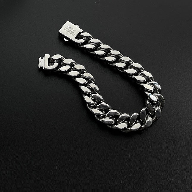 men's heavy cuban link bracelet, view 3 - MRSLM