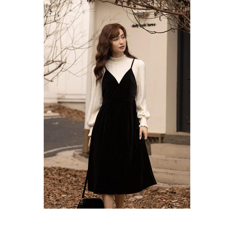 elegant lace patchwork dress, view 6 - MRSLM