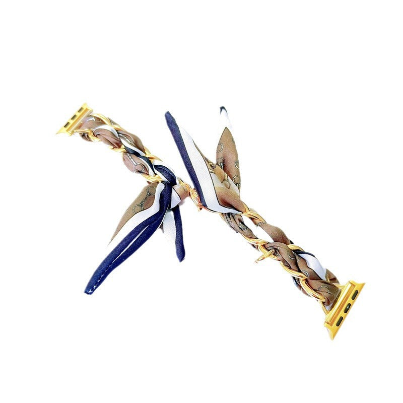 women's watch strap scarf and metal chain, view 4 - MRSLM