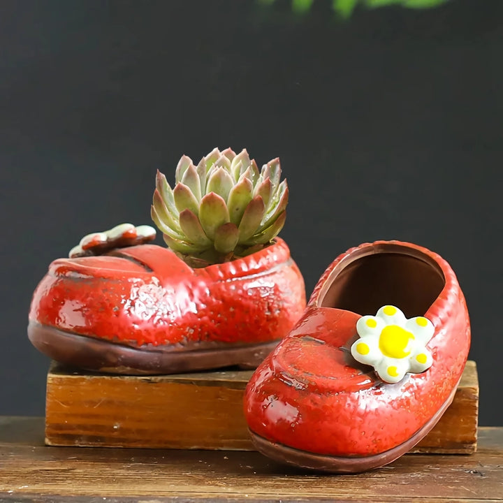 Charming Ceramic Boot Vase for Succulents and Flowers