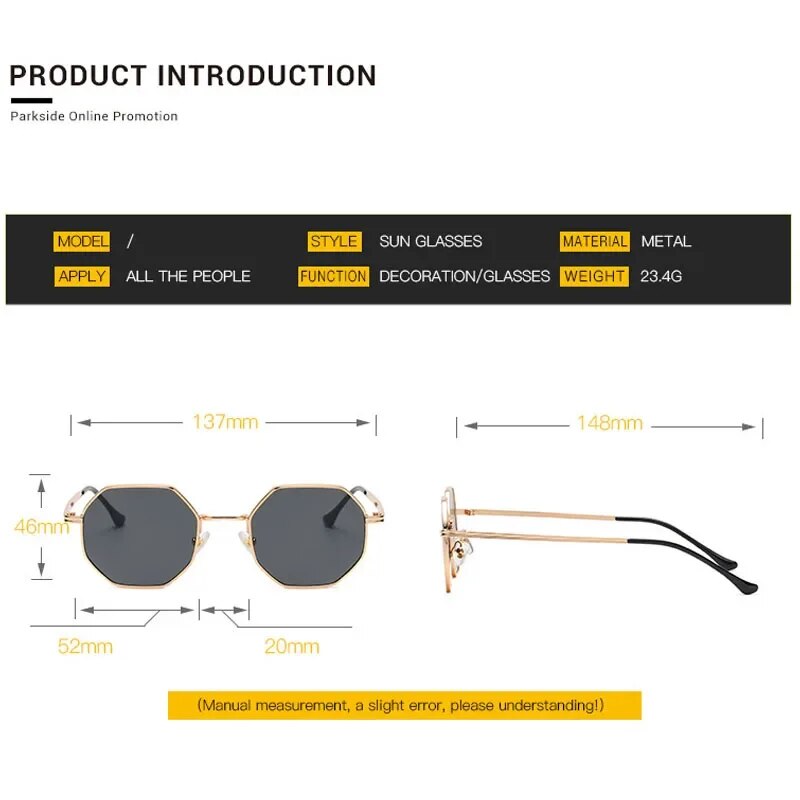 polygonal metal sunglasses for women, view 11 - MRSLM