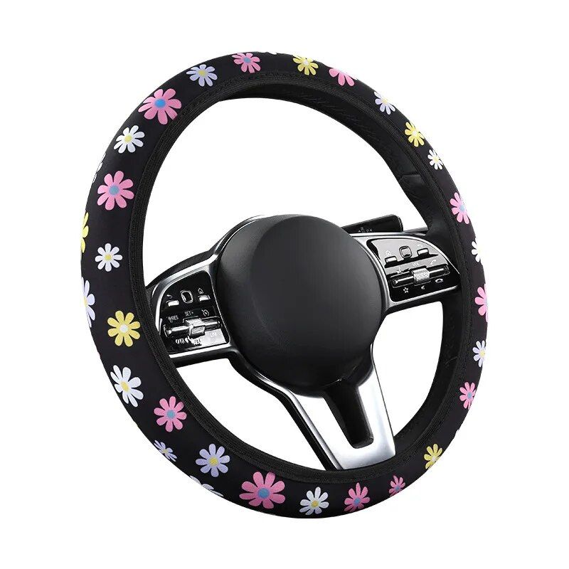 Floral Print 38CM Anti-Slip Steering Wheel Cover