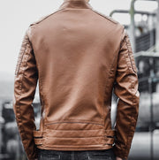 men's PU leather jacket coat, view 4 - MRSLM