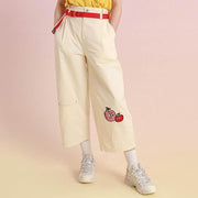 High-waist cotton pants with fruit embroidery - MRSLM