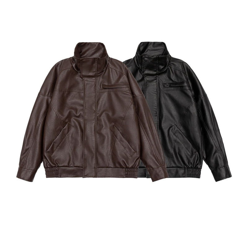 Men's loose stand collar coat, view 4 - MRSLM