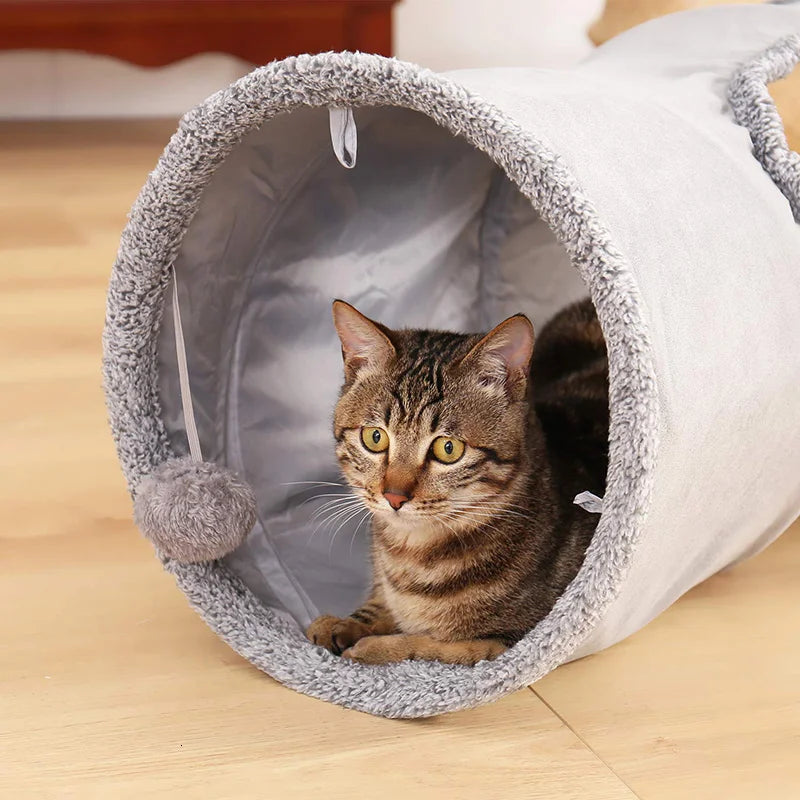 collapsible cat tunnel with crinkle suede, view 6 - MRSLM