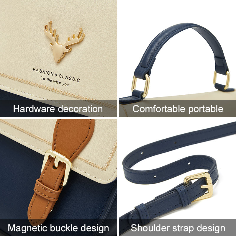 elegant women's split leather flap shoulder bag, view 5 - MRSLM