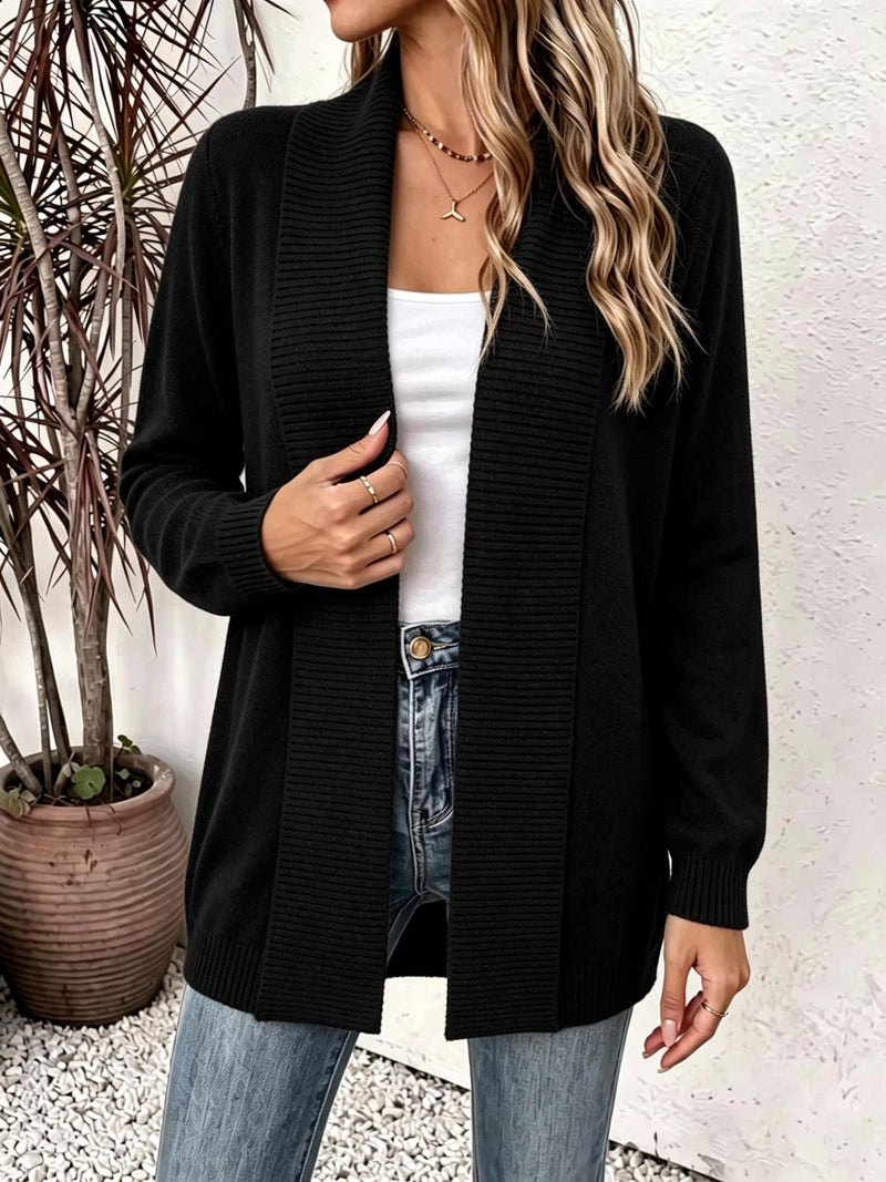 Women's shawl collar long knit cardigan, view 6 - MRSLM