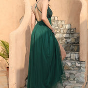 green sequin mesh sling dress, view 4 - MRSLM