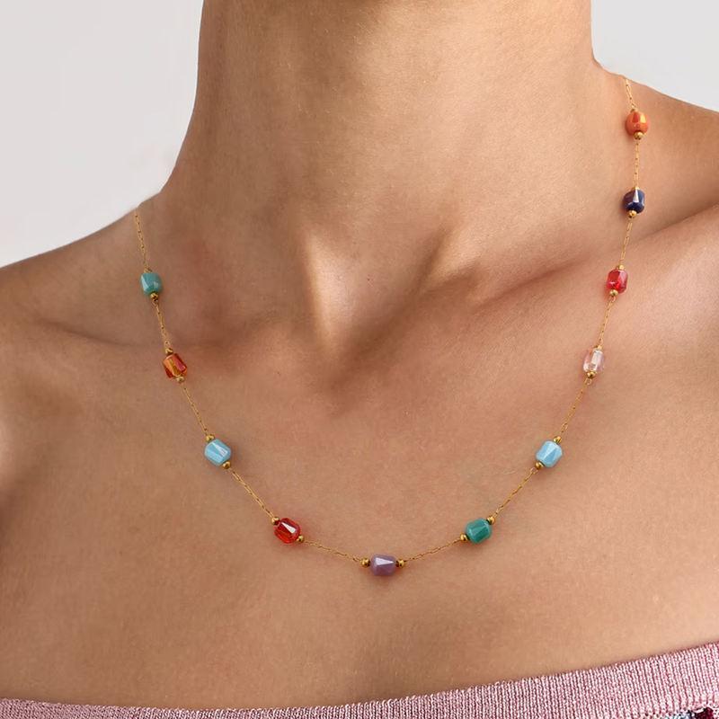 gold plated mixed glass necklace - MRSLM