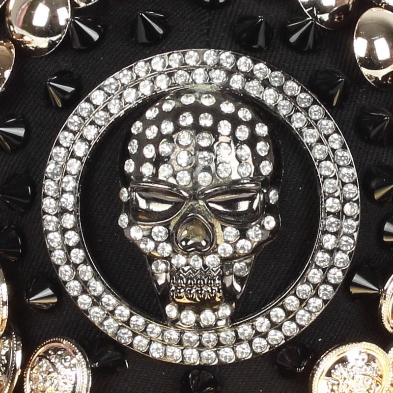 skull leopard head rivet baseball cap, view 4 - MRSLM