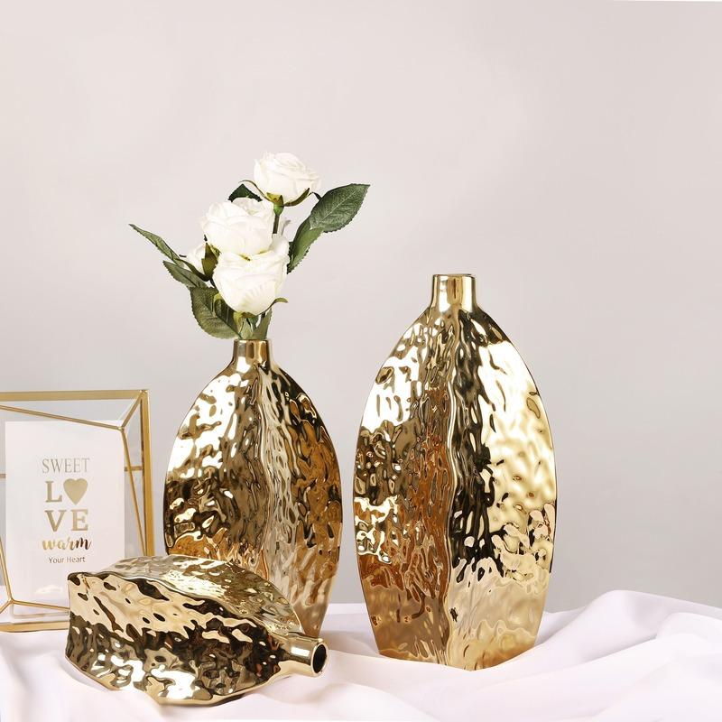 ceramic electroplated gold vase, view 7 - MRSLM